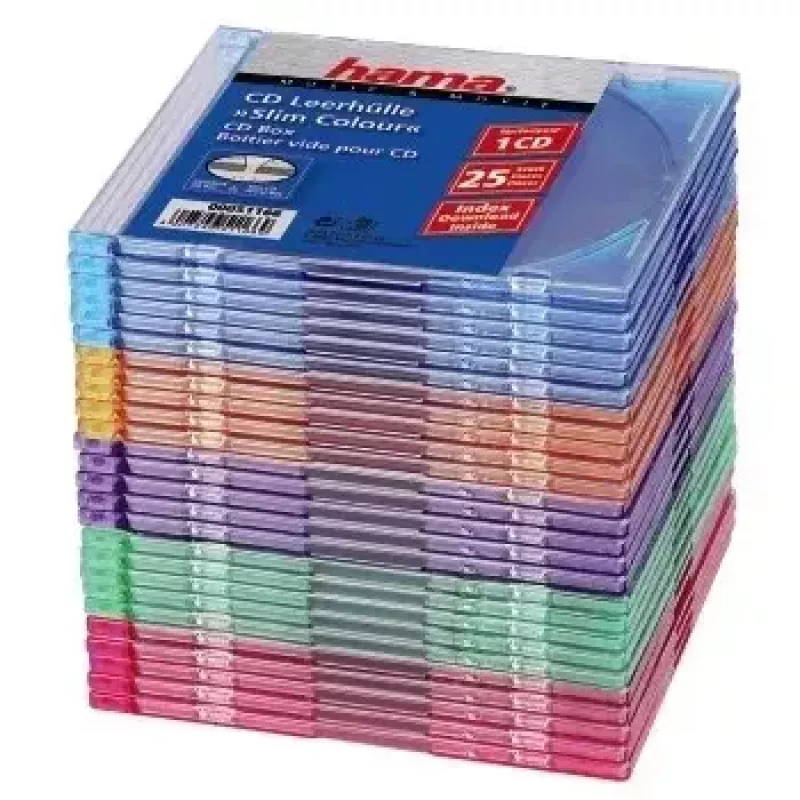 Hama CD Slim Box 25 vnt. spalvoti, 1 diskas, daugiaspalviai