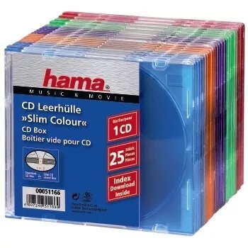 Hama CD Slim Box 25 vnt. spalvoti, 1 diskas, daugiaspalviai