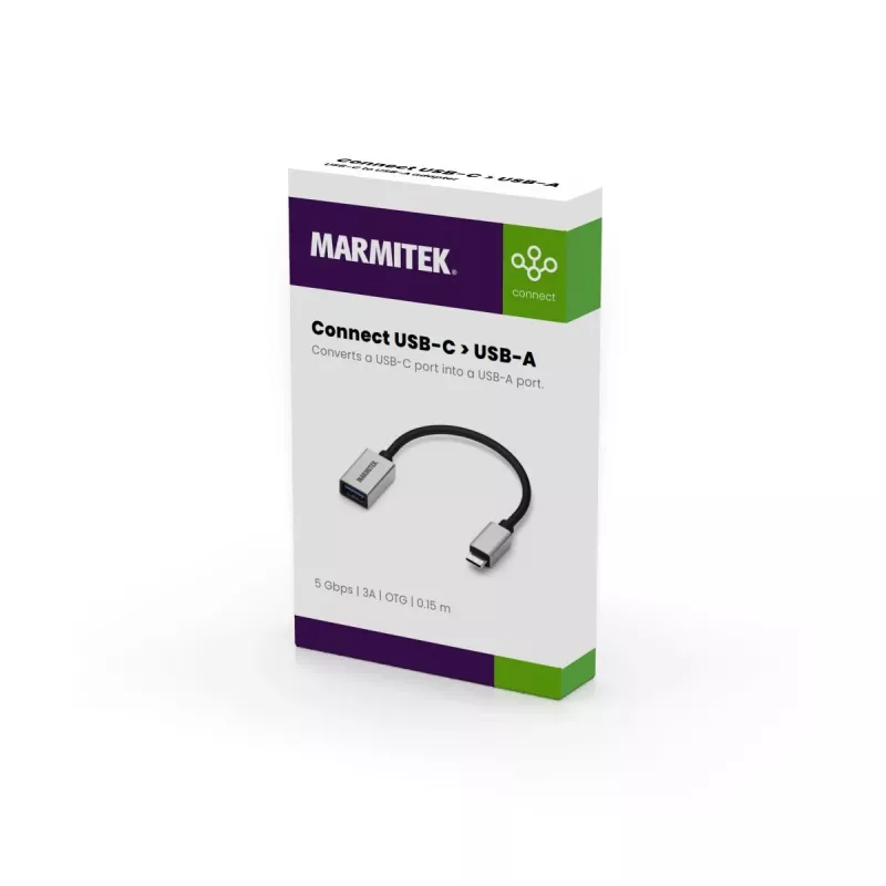 USB laidas Marmitek 08375 0,15 m USB 3.2 Gen 1 USB C USB A juodas sidabrinis