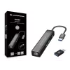 Conceptronic DONN07BA 3 prievadų USB 3.0 šakotuvas su Gigabit Ethernet adapteriu, USB-C/USB-A, Wake-on-LAN, juodas