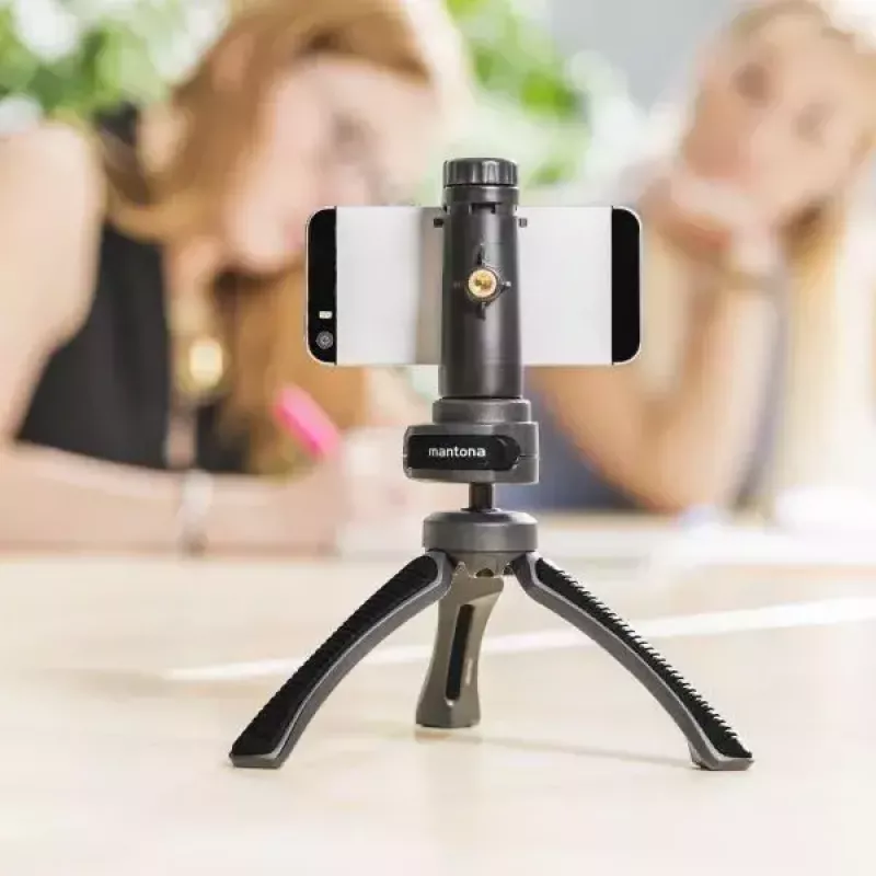 Tripod Mantona 21404 išmaniesiems telefonams / skaitmeniniams fotoaparatams, 3 kojelės, juoda