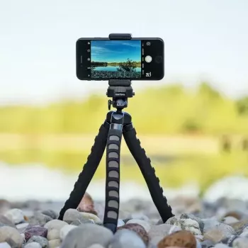 Mantona 21400 Kaleido Flex trikojis fotoaparatams, 3 lanksčios kojos, juodai pilkas