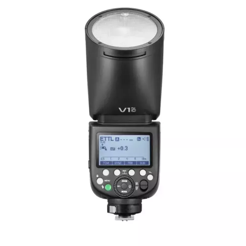 Godox V1Pro TTL Li-ion blykstė su apvalia galva Fuji 1,5s įkrovimo laikas