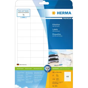 HERMA Premium A4 lipdukai 48,3x25,4 mm 1100 vnt. (5051)