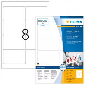 Nuimamos etiketės HERMA 10308 A4 96x63,5 mm baltos