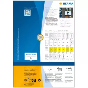 HERMA 9501 lipni etiketė, stačiakampė, balta, 50 vnt.