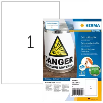 HERMA 9501 lipni etiketė, stačiakampė, balta, 50 vnt.