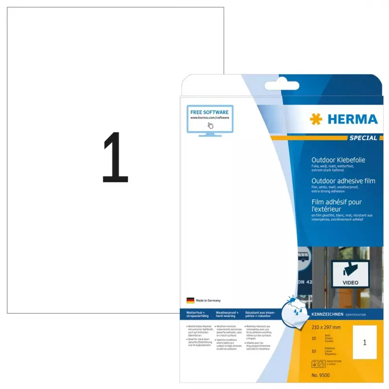 Lipni etiketė spausdinimui HERMA Labels A4 lauko plėvelė 210x297 mm