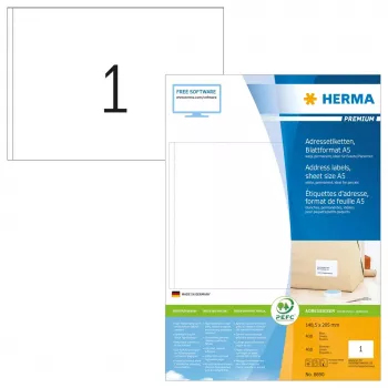 HERMA Premium adresų etiketės A5 148,5x205 mm 400 lapų