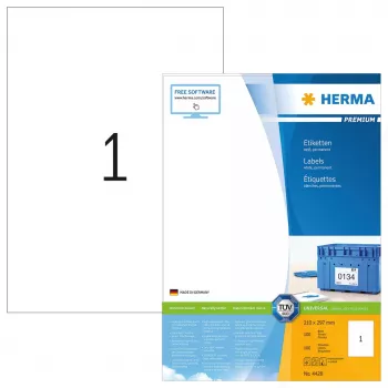Lipnių etikečių lapas HERMA Labels Premium A4 210x297 mm
