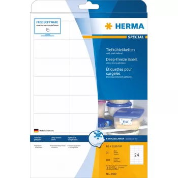 Lipnūs etikečių lapai HERMA Deep-freeze 66x33,8 mm