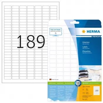 Lipnūs etikečių lapai HERMA Labels Premium A4 25,4x10 mm 4725 vnt.