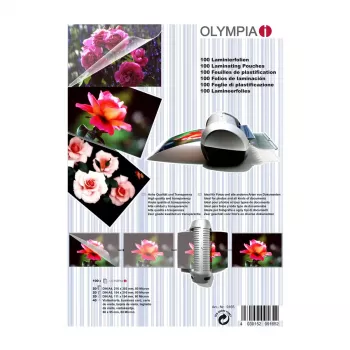 Laminavimo maišeliai Olympia 9165, 100 vnt., 80 mikronų, įvairių dydžių
