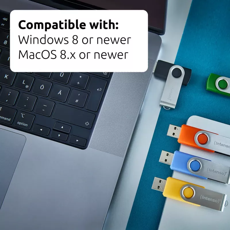 INTENSO Office Line USB atmintukų rinkinys 5×64 GB, USB-A, USB 3.2 Gen 1, sukamas, įvairiaspalvis