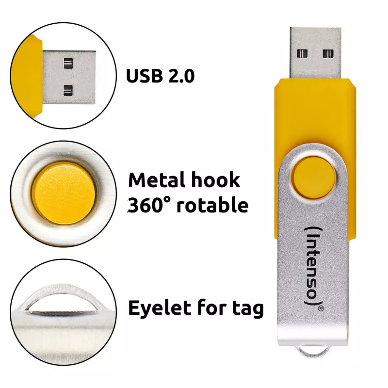 INTENSO Office Line USB atmintukų rinkinys 5×64 GB, USB-A, USB 3.2 Gen 1, sukamas, įvairiaspalvis