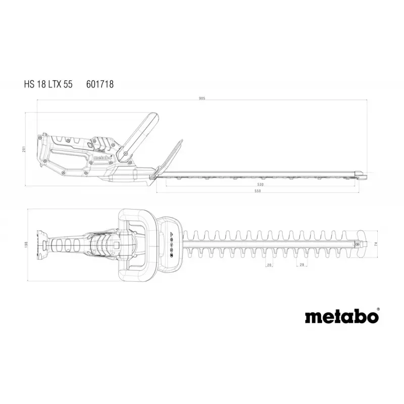 Metabo HS 18 LTX 55 belaidis krūmapjovės-žoliapjovės kombinuotas įrenginys su dviguba ašmenimis, 2,6 kg, 18 V Li-ion