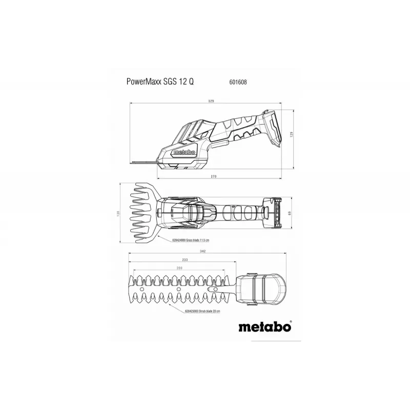 Belaidė žoliapjovė-žirklinė Metabo POWERMAXX SGS 12 Q 12 V Li-Ion 1,15 cm