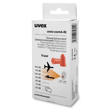 uvex com4-fit vienkartinės ausų kištukai 33 dB, 15 porų (2112131)