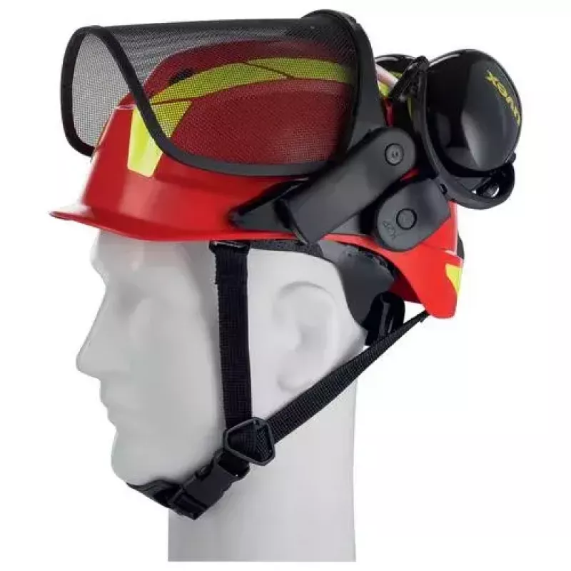 Apsauginis šalmas su veido skydu ir klausos apsauga Uvex 9774238 iš HDPE raudonas/geltonas