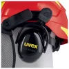 Apsauginis šalmas su veido skydu ir klausos apsauga Uvex 9774238 iš HDPE raudonas/geltonas