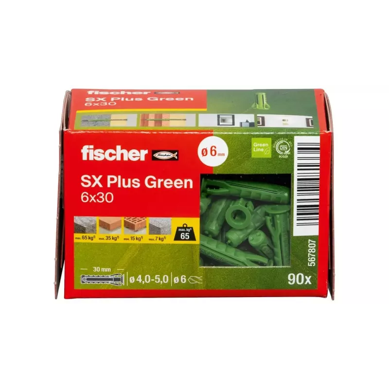 Fischer 567807 SX Plus Green plečiamasis kaištis 6x30 mm betonui, plytoms – 90 vnt.
