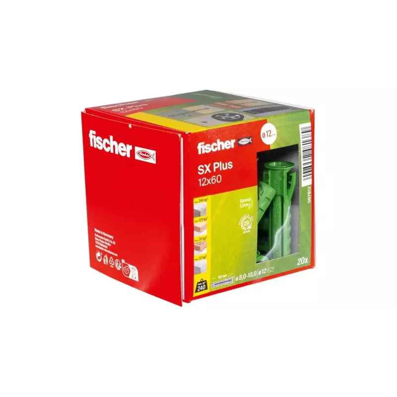 Fischer SX Plus Green 567812 60 mm 12 mm žalias tvirtinimo kaištis 20 vnt.
