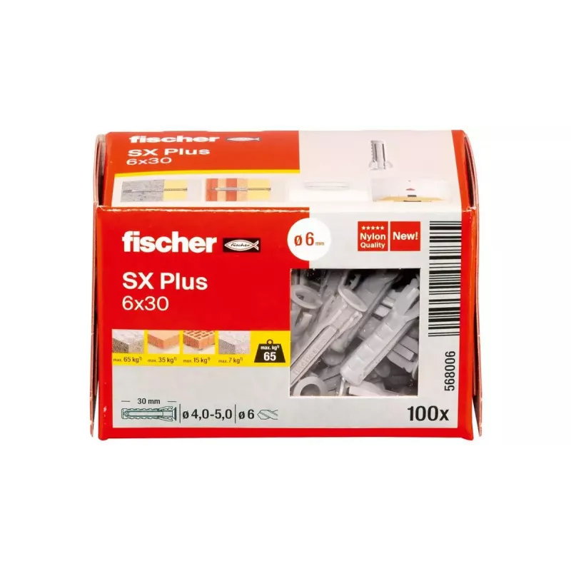 Fischer 568006 30 mm Nylon 6 mm 100 vnt plėtimosi kaištis