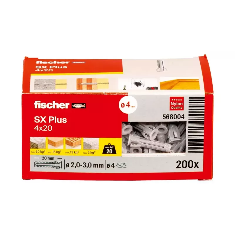 Fischer 568004 plėtimosi kaištis nailoninis 4x20 mm 200 vnt.