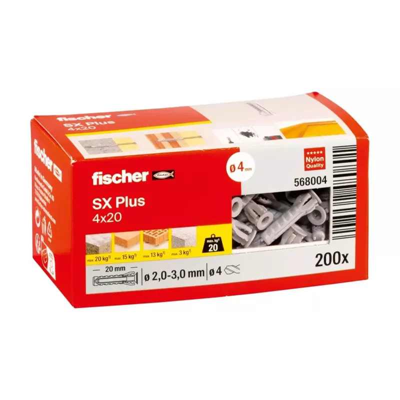 Fischer 568004 plėtimosi kaištis nailoninis 4x20 mm 200 vnt.