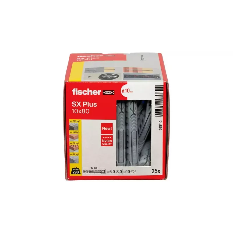 Fischer 568110 SX Plus inkarinis kaištis 10x80 mm nailoninis 25 vnt.