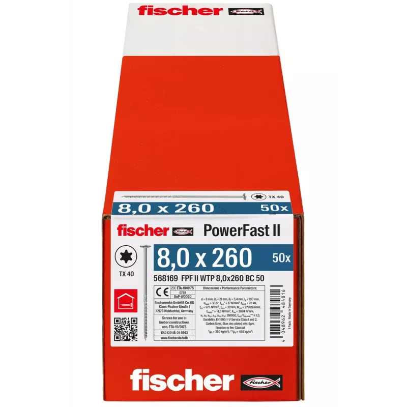 Fischer PowerFast FPF II-WTP BC varžtas su flanšine galvute 50 vnt. (568169)