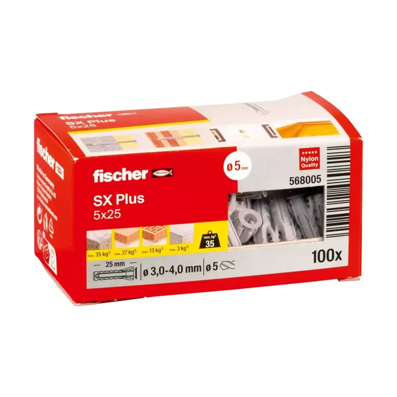 Plėtimosi kaištis Fischer 568005 5 mm 25 mm nailonas 100 vnt.
