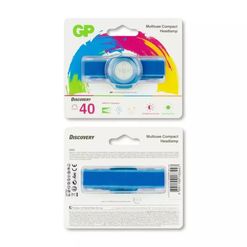 GP Lighting CH31 mėlyna LED priekinė lemputė ant galvos juostos, 100 lm, 40 m