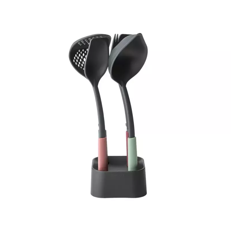Virtuvės įrankių rinkinys Brabantia Tasty+ 5 vnt. (juoda, žalia, raudona) atsparus karščiui iki 220°C