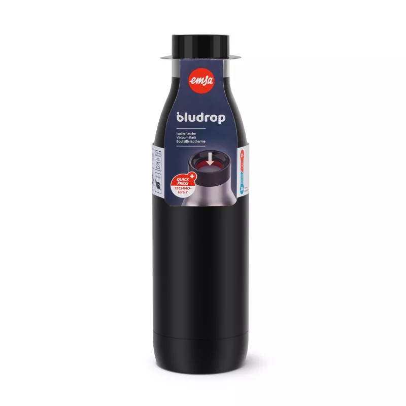 EMSA Bludrop Color N31109 kasdieninis 700 ml nerūdijančio plieno butelis juodas
