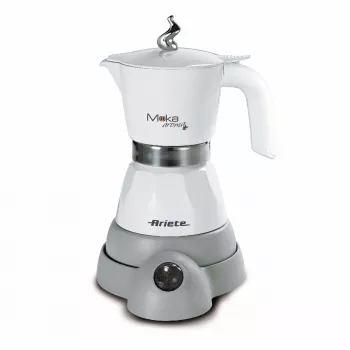 Ariete 1358 Moka Aroma elektrinis mokos kavos virimo aparatas 2/4 puodeliams, belaidis pagrindas, automatinis išsijungimas, temperatūros palaikymas 30 min., 400 W, baltas