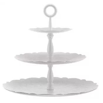 Alessi Dressed MW52/3 apvalus trijų pakopų stovas tortams iš nerūdijančio plieno 350 mm