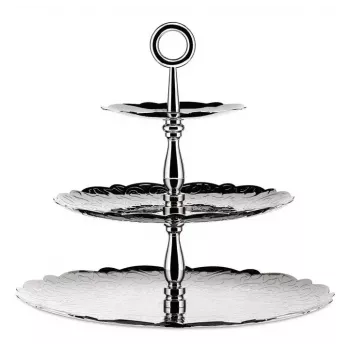 Alessi Dressed MW52/3 apvalus trijų pakopų stovas tortams iš nerūdijančio plieno 350 mm