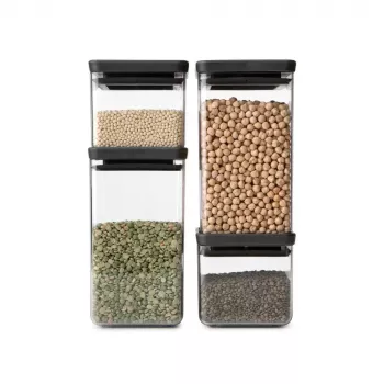 Brabantia Tasty+ kvadratinis plastikinis indas, 4 vnt.