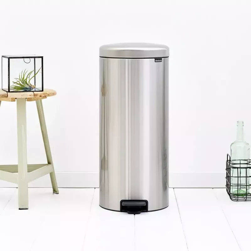 Pedalinis šiukšlių kibiras Brabantia newIcon Round, šlifuotas plienas, 30 l, 30 cm