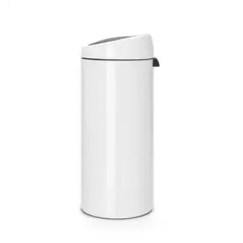 Brabantia Touch Bin 30L apvali šiukšliadėžė iš plastiko ir nerūdijančio plieno, balta