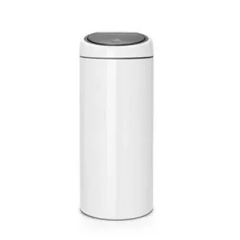 Brabantia Touch Bin 30L apvali šiukšliadėžė iš plastiko ir nerūdijančio plieno, balta
