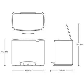 Brabantia 121463 stačiakampis šiukšlių konteineris 36 l