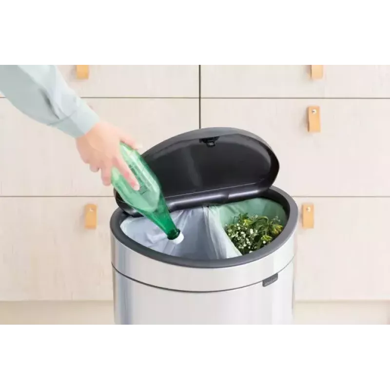 Brabantia Touch Bin Oval Steel 100680 dviejų skyrių šiukšliadėžė 23+10 l