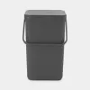 Brabantia 129940 25L stačiakampė plastikinė šiukšliadėžė pilka