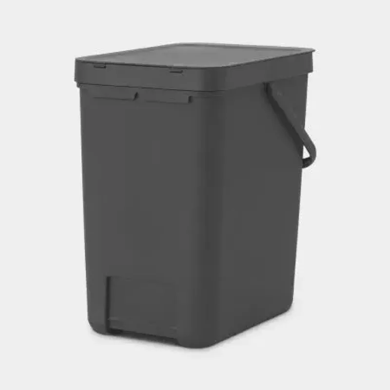 Brabantia 129940 25L stačiakampė plastikinė šiukšliadėžė pilka