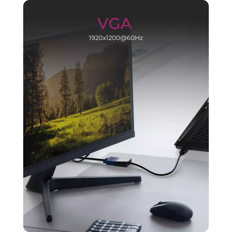 Adapteris HDMI į VGA icybox IB-AC502a — HDMI A (vyriškas) į VGA (moteriškas)