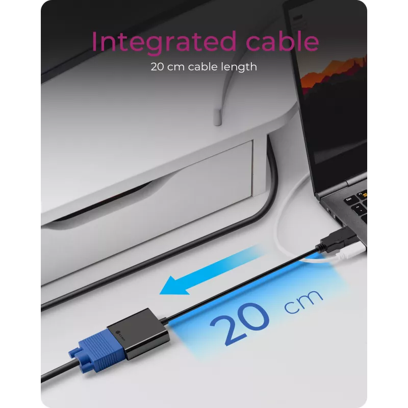 Adapteris HDMI į VGA icybox IB-AC502a — HDMI A (vyriškas) į VGA (moteriškas)