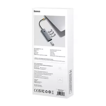 Baseus 4in1 Hub UltraJoy USB-C į USB 3.0 pilkas laidas