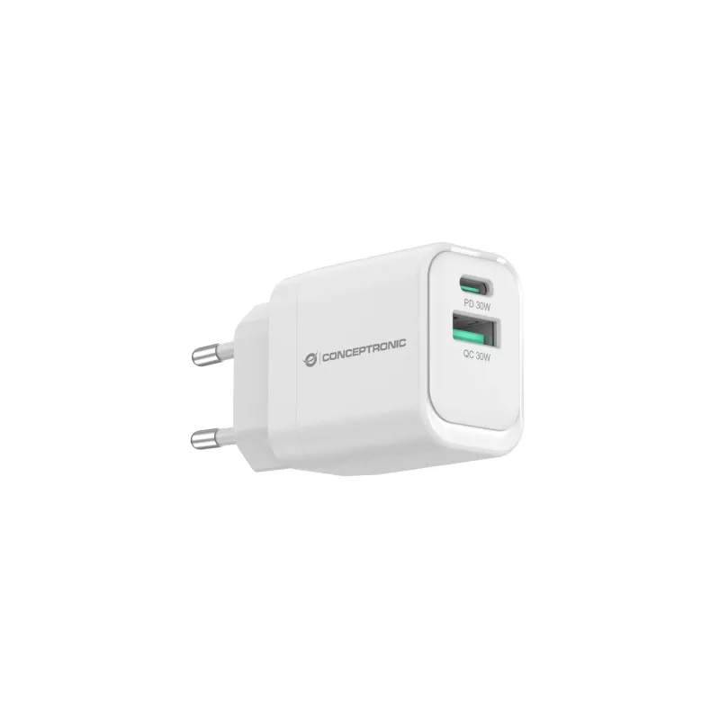 Conceptronic ALTHEA19W33 2-Port 33W GaN USB PD įkroviklis, USB-C x 1, USB-A x 1, QC 3.0, PPS, PD 3.0